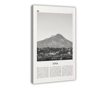 NEOHI Etna Black And White, Italy City Map Travel Landscape Canvas Wall Art Posters And Prints Room Aesthetic Bedroom Office Decor 12x18inch(30x45cm)