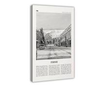 NEOHI Fernie Black And White, British Columbia, Canada City Map Travel Landscape Canvas Modern Poster Wall Art Prints Paintings Living Room Bedroom Decor 20x30inch(50x75cm)