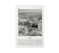 NEOHI Fez Black And White, Morocco, Fès, Africa City Map Travel Landscape Canvas Modern Poster Wall Art Prints Paintings Living Room Bedroom Decor 12x18inch(30x45cm)