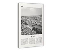 NEOHI Florence Black And White Sky, Italy, Firenze, Tuscany, Italia City Map Travel Landscape Canvas Art Wall Decor Posters Home Bar Restaurant Garage Cafe Logo Gift 16x24inch(40x60cm)