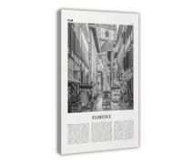 NEOHI Florence Black And White Street, Italy, Firenze, Tuscany, Italia City Map Travel Landscape Canvas Modern Poster Wall Art Prints Paintings Living Room Bedroom Decor 24x36inch(60x90cm)