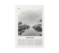 NEOHI Fort Myers Black And White,Florida, USA, United States City Map Travel Landscape Canvas Wall Art Posters And Prints Room Aesthetic Bedroom Office Decor 16x24inch(40x60cm)