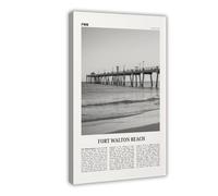 NEOHI Fort Walton Beach Black And White, Florida, USA City Map Travel Landscape Canvas Modern Poster Wall Art Prints Paintings Living Room Bedroom Decor 20x30inch(50x75cm)