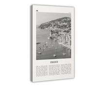 NEOHI France Black And White Coast, République Française, French, Paris Retro City Map Travel Landscape Canvas Modern Poster Wall Art Prints Paintings Living Room Bedroom Decor 24x36inch(60x90cm)