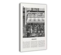NEOHI France Black And White Street, République Française, French, Paris Retro City Map Travel Landscape Canvas Modern Poster Wall Art Prints Paintings Living Room Bedroom Decor 12x18inch(30x45cm)