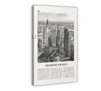 NEOHI Frankfurt Am Main Black And White, Germany, Deutschland Retro City Map Travel Landscape Canvas Wall Art Posters And Prints Room Aesthetic Bedroom Office Decor 24x36inch(60x90cm)