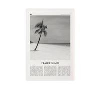 NEOHI Fraser Island Black And White, Queensland, Australia, Oceania Retro City Map Travel Landscape Canvas Modern Poster Wall Art Prints Paintings Living Room Bedroom Decor 16x24inch(40x60cm)