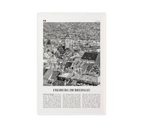 NEOHI Freiburg Im Breisgau Black And White, Germany, Deutschland Retro City Map Travel Landscape Canvas Art Wall Decor Posters Home Bar Restaurant Garage Cafe Logo Gift 12x18inch(30x45cm)