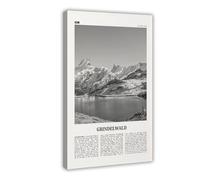 NEOHI Grindelwald Black And White, Switzerland Retro City Map Travel Landscape Canvas Art Wall Decor Posters Home Bar Restaurant Garage Cafe Logo Gift 12x18inch(30x45cm)