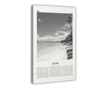 NEOHI Guam Black And White, Country Art, Guåhån, Dededo, Hagåtña, Oceania Retro City Map Travel Landscape Canvas Modern Poster Wall Art Prints Paintings Living Room Bedroom Decor 12x18inch(30x45cm)