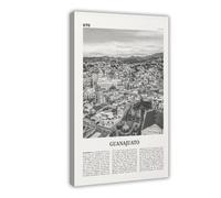 NEOHI Guanajuato Black And White, Mexico Retro City Map Travel Landscape Canvas Modern Poster Wall Art Prints Paintings Living Room Bedroom Decor 16x24inch(40x60cm)