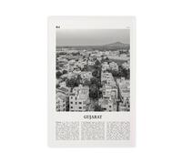 NEOHI Gujarat Black And White, India, Gandhinagar, Ahmedabad Retro City Map Travel Landscape Canvas Modern Poster Wall Art Prints Paintings Living Room Bedroom Decor 24x36inch(60x90cm)
