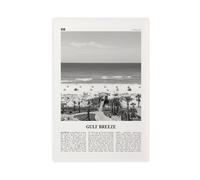 NEOHI Gulf Breeze Black And White, Gulf Florida Retro City Map Travel Landscape Canvas Modern Poster Wall Art Prints Paintings Living Room Bedroom Decor 12x18inch(30x45cm)
