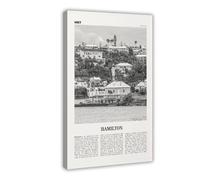 NEOHI Hamilton Black And White Bermuda, British Overseas Territory Retro City Map Travel Landscape Canvas Modern Poster Wall Art Prints Paintings Living Room Bedroom Decor 16x24inch(40x60cm)