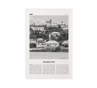 NEOHI Hamilton Black And White Bermuda, British Overseas Territory Retro City Map Travel Landscape Canvas Modern Poster Wall Art Prints Paintings Living Room Bedroom Decor 20x30inch(50x75cm)