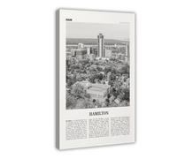 NEOHI Hamilton Black And White Canada Downtown, Ontario, Canada Retro City Map Travel Landscape Canvas Art Wall Decor Posters Home Bar Restaurant Garage Cafe Logo Gift 12x18inch(30x45cm)