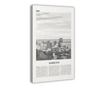 NEOHI Hamilton Black And White Canada View, Ontario, Canada, America Retro City Map Travel Landscape Canvas Wall Art Posters And Prints Room Aesthetic Bedroom Office Decor 24x36inch(60x90cm)