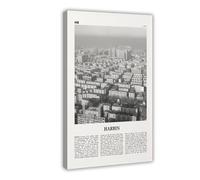 NEOHI Harbin Black And White, China Retro City Map Travel Landscape Canvas Art Wall Decor Posters Home Bar Restaurant Garage Cafe Logo Gift 12x18inch(30x45cm)