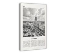 NEOHI Havana Black And White Sky, Cuba, Cuban, Caribbean Retro City Map Travel Landscape Canvas Art Wall Decor Posters Home Bar Restaurant Garage Cafe Logo Gift 24x36inch(60x90cm)