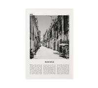 NEOHI Havana Black And White Street, Cuba, Cuban, Caribbean Retro City Map Travel Landscape Canvas Art Wall Decor Posters Home Bar Restaurant Garage Cafe Logo Gift 20x30inch(50x75cm)