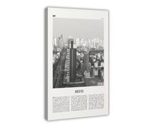 NEOHI Hefei Black And White, China Retro City Map Travel Landscape Canvas Modern Poster Wall Art Prints Paintings Living Room Bedroom Decor 12x18inch(30x45cm)