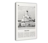 NEOHI Helsinki Black And White, Finland, Helsingin, Finnish, Europe Retro City Map Travel Landscape Canvas Modern Poster Wall Art Prints Paintings Living Room Bedroom Decor 20x30inch(50x75cm)
