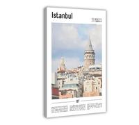 NEOHI Istanbul Turkey Around World Travel Landscape of Famous European Cities Canvas Modern Poster Wall Art Prints Paintings Living Room Bedroom Decor 20x30inch(50x75cm)