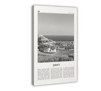 NEOHI Jersey Black And White Channel Islands View City Travel Landscape Canvas Modern Poster Wall Art Prints Paintings Living Room Bedroom Decor 16x24inch(40x60cm)
