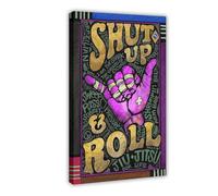 NEOHI Jiu Jitsu Shut Up And Roll Pt Lqt Nna Vertical Poster Retro Poster Canvas Wall Art Posters And Prints Room Aesthetic Bedroom Office Decor 12x18inch(30x45cm)