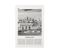NEOHI Kansas City Black And White View, Missouri, USA, United States City Travel Landscape Canvas Wall Art Posters And Prints Room Aesthetic Bedroom Office Decor 20x30inch(50x75cm)