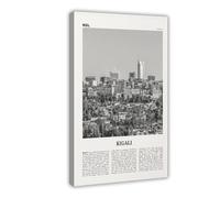 NEOHI Kigali Black And White, Rwanda, Africa Retro City Map Travel Landscape Canvas Wall Art Posters And Prints Room Aesthetic Bedroom Office Decor 16x24inch(40x60cm)