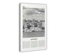 NEOHI Kingston Black And White Canada, Cataraqui, Ontario, Canada Retro City Map Travel Landscape Canvas Art Wall Decor Posters Home Bar Restaurant Garage Cafe Logo Gift 16x24inch(40x60cm)