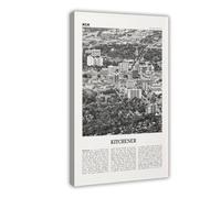NEOHI Kitchener Black And White, Ontario, Canada Retro City Map Travel Landscape Canvas Modern Poster Wall Art Prints Paintings Living Room Bedroom Decor 20x30inch(50x75cm)