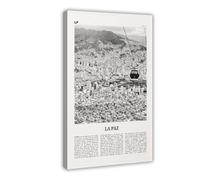 NEOHI La Paz Black And White, South America City Travel Landscape Canvas Art Wall Decor Posters Home Bar Restaurant Garage Cafe Logo Gift 16x24inch(40x60cm)