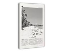 NEOHI La Romana Black And White, Dominican Republic, Caribbean City Travel Landscape Canvas Art Wall Decor Posters Home Bar Restaurant Garage Cafe Logo Gift 16x24inch(40x60cm)
