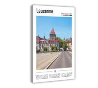 NEOHI Lausanne Switzerland Around World Travel Landscape of Famous European Cities Canvas Modern Poster Wall Art Prints Paintings Living Room Bedroom Decor 20x30inch(50x75cm)