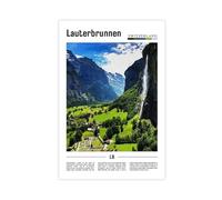 NEOHI Lauterbrunnen Switzerland Around World Travel Landscape of Famous European Cities Canvas Modern Poster Wall Art Prints Paintings Living Room Bedroom Decor 24x36inch(60x90cm)