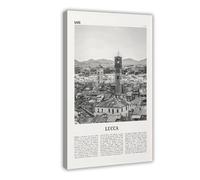 NEOHI Lucca Black And White, Italy, Tuscany, Italia, Europe Retro City Map Travel Landscape Canvas Modern Poster Wall Art Prints Paintings Living Room Bedroom Decor 12x18inch(30x45cm)