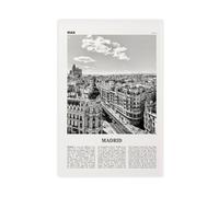 NEOHI Madrid Black And White Downtown, Spain, España Retro City Map Travel Landscape Canvas Art Wall Decor Posters Home Bar Restaurant Garage Cafe Logo Gift 16x24inch(40x60cm)