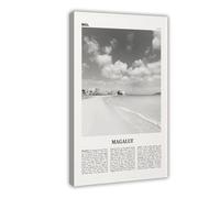 NEOHI Magaluf Black And White, Spain Retro City Map Travel Landscape Canvas Art Wall Decor Posters Home Bar Restaurant Garage Cafe Logo Gift 16x24inch(40x60cm)