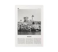 NEOHI Maine Black And White View, USA State, USA, United States Retro City Map Travel Landscape Canvas Wall Art Posters And Prints Room Aesthetic Bedroom Office Decor 16x24inch(40x60cm)