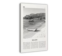 NEOHI Malawi Black And White,Country Art, Africa Retro City Map Travel Landscape Canvas Wall Art Posters And Prints Room Aesthetic Bedroom Office Decor 24x36inch(60x90cm)