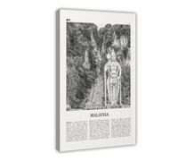 NEOHI Malaysia Black And White, Peninsular, Kuala Lumpur, Putrajaya, Asia City Travel Landscape Canvas Art Wall Decor Posters Home Bar Restaurant Garage Cafe Logo Gift 16x24inch(40x60cm)