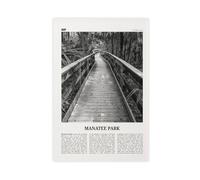 NEOHI Manatee Park Black And White, Florida, USA Retro City Map Travel Landscape Canvas Art Wall Decor Posters Home Bar Restaurant Garage Cafe Logo Gift 16x24inch(40x60cm)