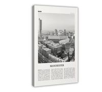 NEOHI Manchester Black And White England View, England, UK, United Kingdom Retro City Map Travel Landscape Canvas Modern Poster Wall Art Prints Paintings Living Room Bedroom Decor 12x18inch(30x45cm)