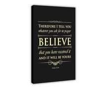 NEOHI Mark 11 24 Believe Black And White Bible Canvas Wall Art Posters And Prints Room Aesthetic Bedroom Office Decor 20x30inch(50x75cm)