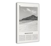 NEOHI Mission Beach Black And White Queensland, Australia City Travel Landscape Canvas Modern Poster Wall Art Prints Paintings Living Room Bedroom Decor 24x36inch(60x90cm)