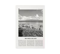 NEOHI Moorea Island Black And White, French Polynesia City Travel Landscape Canvas Modern Poster Wall Art Prints Paintings Living Room Bedroom Decor 12x18inch(30x45cm)