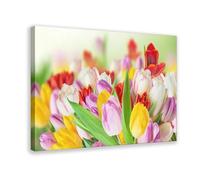 NEOHI Multicolored Tulips, Spring, Bouquet, Tulips Mood Healing Canvas Art Wall Decor Posters Home Bar Restaurant Garage Cafe Logo Gift 24x36inch(60x90cm)