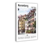 NEOHI Nuremberg Germany Around World Travel Landscape of Famous European Cities Canvas Modern Poster Wall Art Prints Paintings Living Room Bedroom Decor 24x36inch(60x90cm)